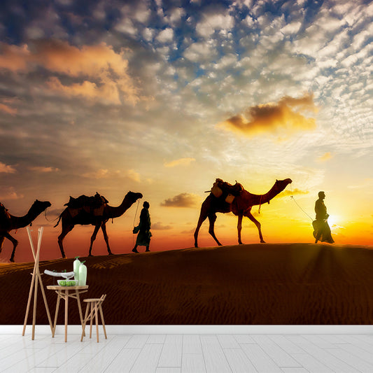 Photographic Camel Mural Full Size Wall Covering for Living Room, Made to Measure Clearhalo 'Wall Decor' 'Wall Mural' 2009504