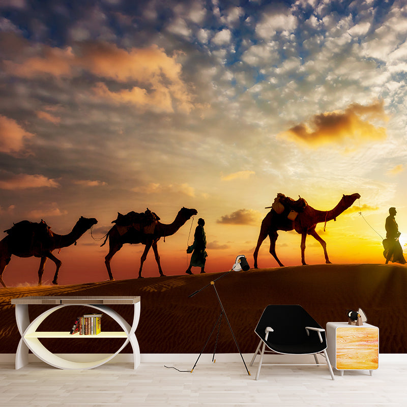 Photographic Camel Mural Full Size Wall Covering for Living Room, Made to Measure Clearhalo 'Wall Decor' 'Wall Mural' 2009505