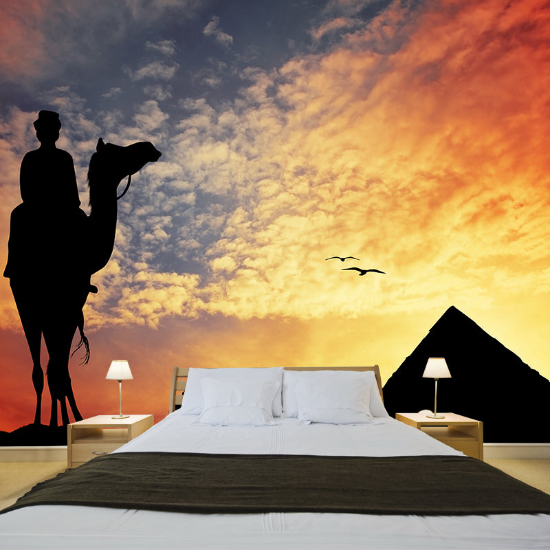 Photographic Camel Mural Full Size Wall Covering for Living Room, Made to Measure Orange Clearhalo 'Wall Decor' 'Wall Mural' 2009508