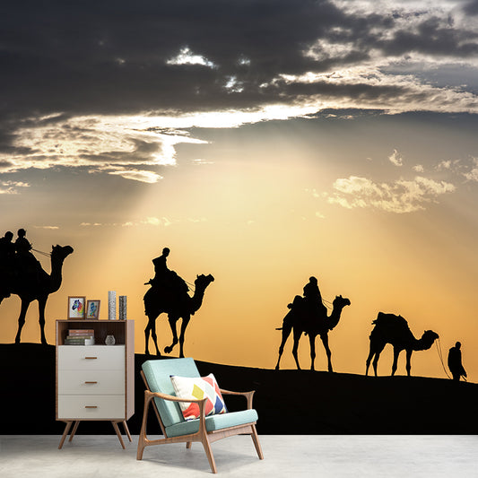 Photographic Camel Mural Full Size Wall Covering for Living Room, Made to Measure Clearhalo 'Wall Decor' 'Wall Mural' 2009514