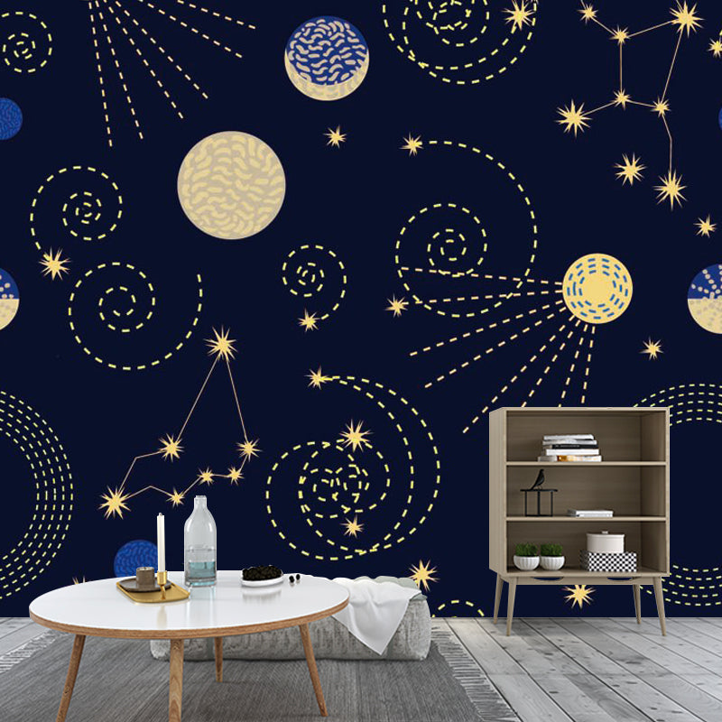 Clouding Pattern Mural Decal Pastel Color Contemporary Wall Covering for Living Room Blue Clearhalo 'Wall Decor' 'Wall Mural' 2009543