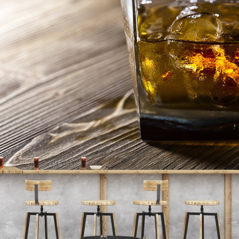 Wine Mural Wallpaper Modern Decorative Restaurant Wall Art, Custom Size Available Khaki Clearhalo 'Wall Decor' 'Wall Mural' 2009558