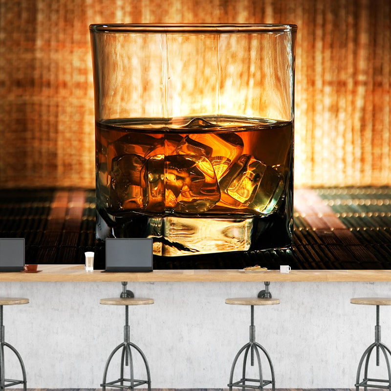 Wine Mural Wallpaper Modern Decorative Restaurant Wall Art, Custom Size Available Orange Clearhalo 'Wall Decor' 'Wall Mural' 2009563