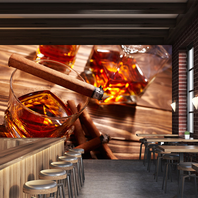 Liquor Print Mural Wallpaper Modern Non-Woven Textured Wall Covering in Soft Color Brown Clearhalo 'Wall Decor' 'Wall Mural' 2009598