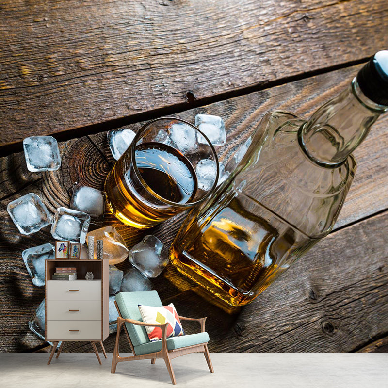 Extra Large Wine Mural Light Color Non-Woven Wall Art for Club Decor, Customised Brown Clearhalo 'Wall Decor' 'Wall Mural' 2009613