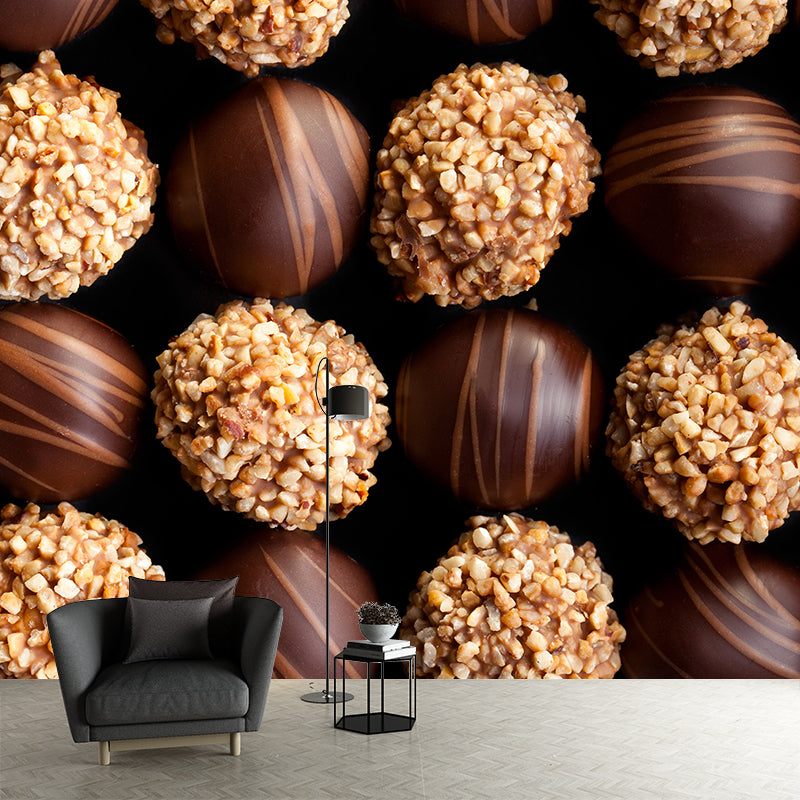 Dark Color Tasty Chocolate Mural Decal Contemporary Non-Woven Material Wall Covering Clearhalo 'Wall Decor' 'Wall Mural' 2009690