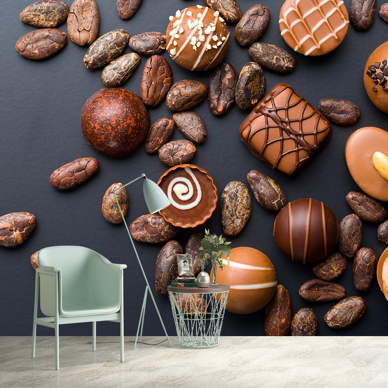 Dark Color Tasty Chocolate Mural Decal Contemporary Non-Woven Material Wall Covering Clearhalo 'Wall Decor' 'Wall Mural' 2009695
