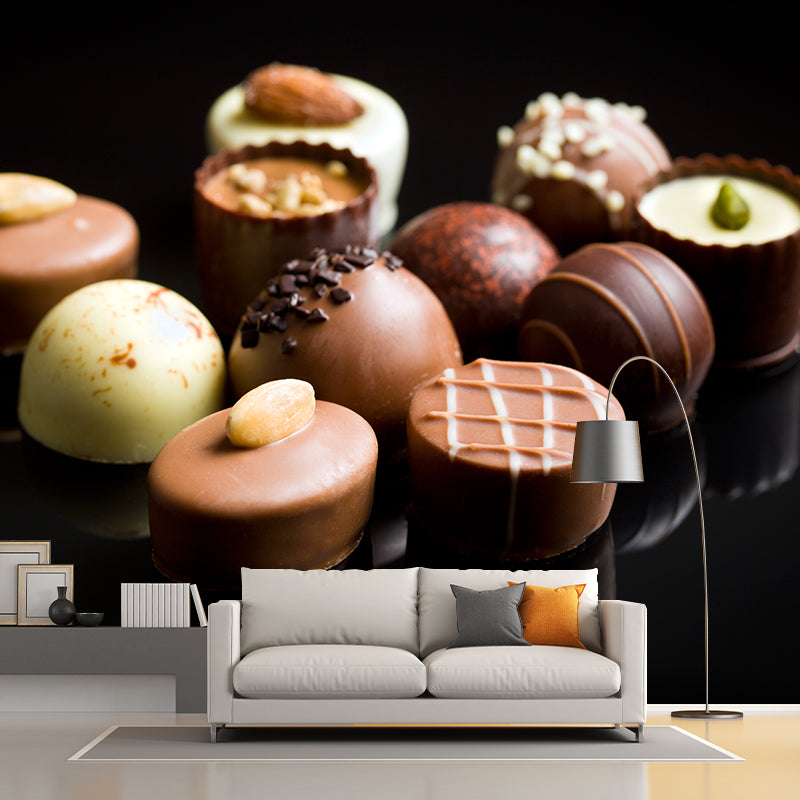 Dark Color Tasty Chocolate Mural Decal Contemporary Non-Woven Material Wall Covering Clearhalo 'Wall Decor' 'Wall Mural' 2009704