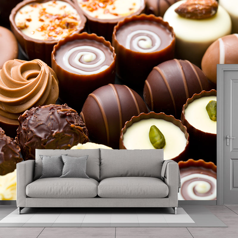 Dark Color Tasty Chocolate Mural Decal Contemporary Non-Woven Material Wall Covering Dark Gray Clearhalo 'Wall Decor' 'Wall Mural' 2009708