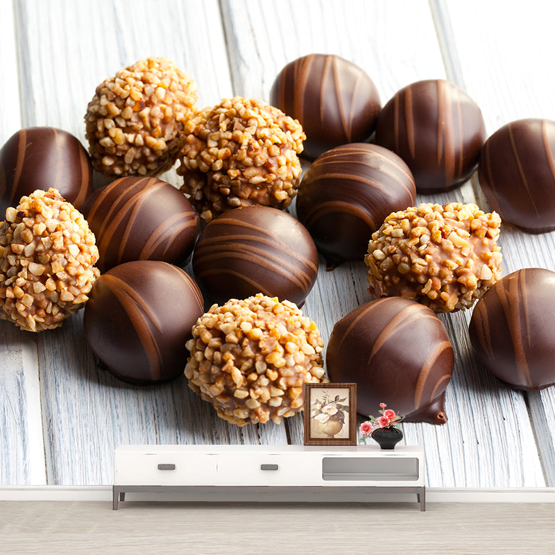Chocolate Mural Wallpaper Soft Color Contemporary Wall Covering for Dessert Shop Chocolate Clearhalo 'Wall Decor' 'Wall Mural' 2009728