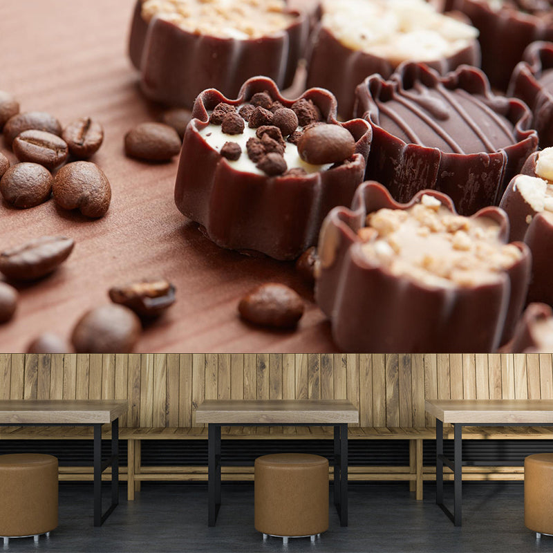 Soft Color Chocolate Painting Mural Decal Modern Stain-Proof Wall Covering for Shop Clearhalo 'Wall Decor' 'Wall Mural' 2009745