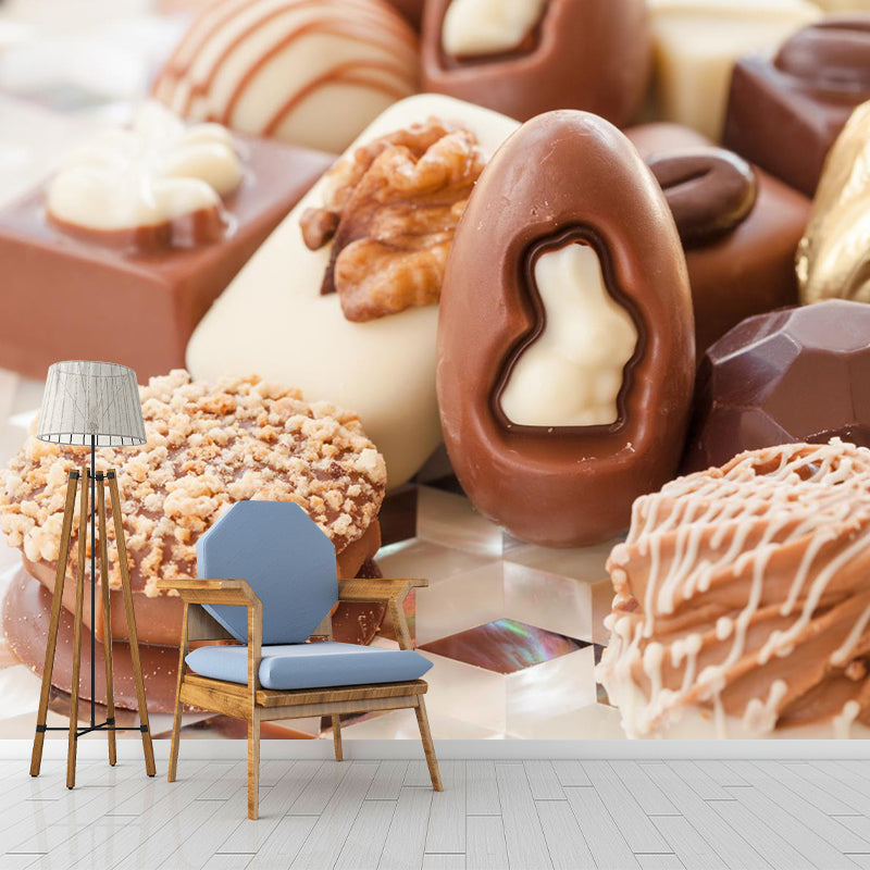 Soft Color Chocolate Painting Mural Decal Modern Stain-Proof Wall Covering for Shop Clearhalo 'Wall Decor' 'Wall Mural' 2009755