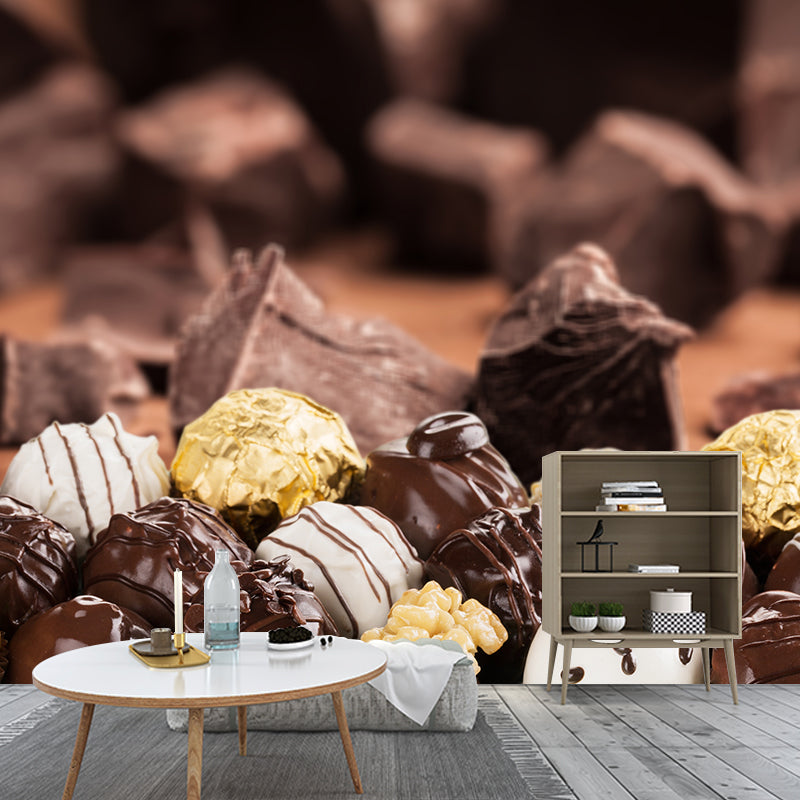 Soft Color Chocolate Painting Mural Decal Modern Stain-Proof Wall Covering for Shop Dark Brown Clearhalo 'Wall Decor' 'Wall Mural' 2009758