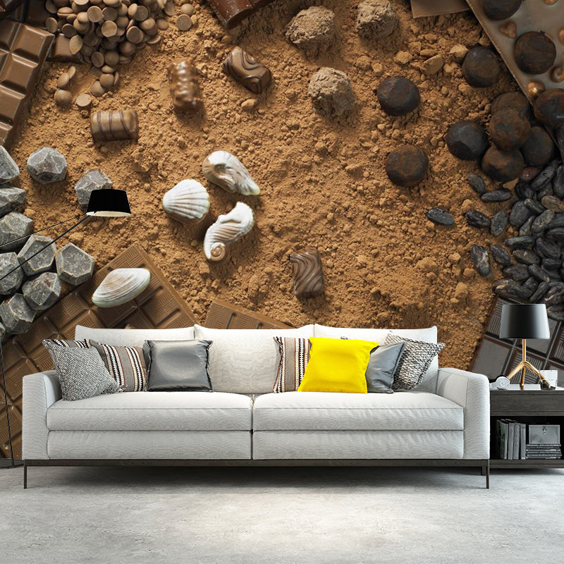 Light Color Chocolate Mural Stain Resistant Contemporary Dessert Shop Wall Covering Dark Gray Clearhalo 'Wall Decor' 'Wall Mural' 2009763