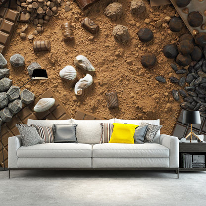 Light Color Chocolate Mural Stain Resistant Contemporary Dessert Shop Wall Covering Dark Gray Clearhalo 'Wall Decor' 'Wall Mural' 2009763