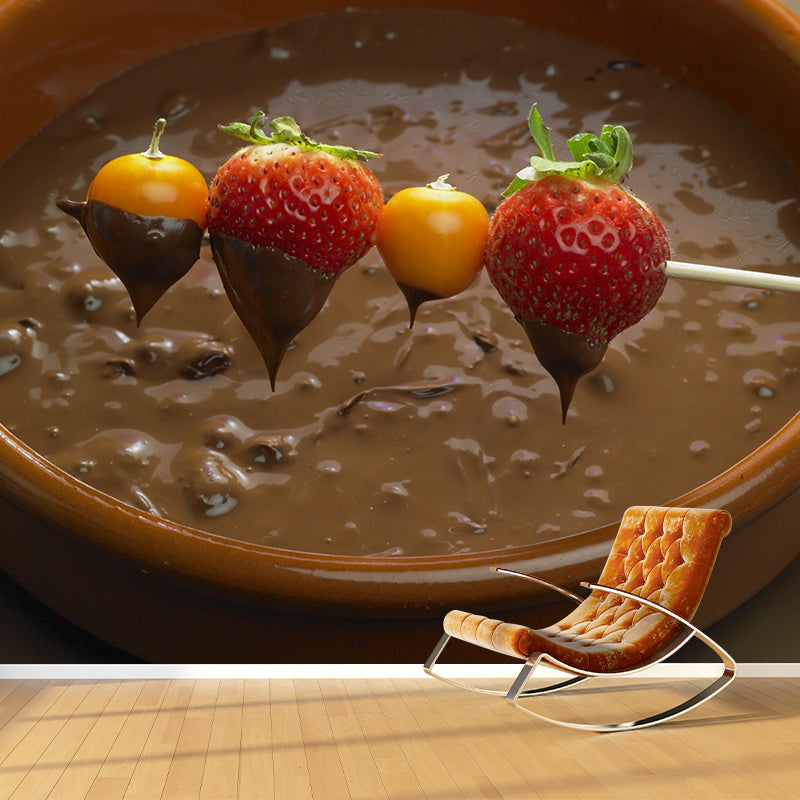 Light Color Chocolate Mural Stain Resistant Contemporary Dessert Shop Wall Covering Coffee Clearhalo 'Wall Decor' 'Wall Mural' 2009773