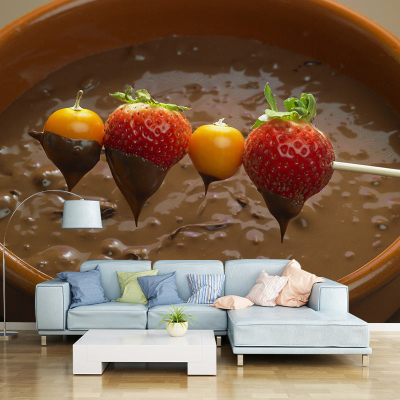 Light Color Chocolate Mural Stain Resistant Contemporary Dessert Shop Wall Covering Clearhalo 'Wall Decor' 'Wall Mural' 2009774