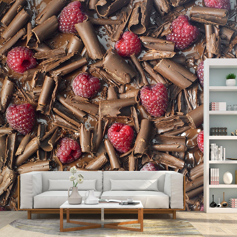 Light Color Chocolate Mural Stain Resistant Contemporary Dessert Shop Wall Covering Chocolate Clearhalo 'Wall Decor' 'Wall Mural' 2009778