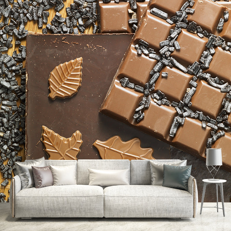 Light Color Chocolate Mural Stain Resistant Contemporary Dessert Shop Wall Covering Dark Brown Clearhalo 'Wall Decor' 'Wall Mural' 2009783