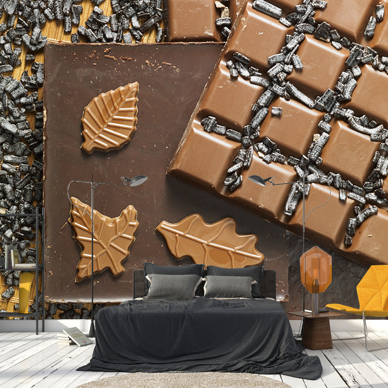 Light Color Chocolate Mural Stain Resistant Contemporary Dessert Shop Wall Covering Clearhalo 'Wall Decor' 'Wall Mural' 2009785