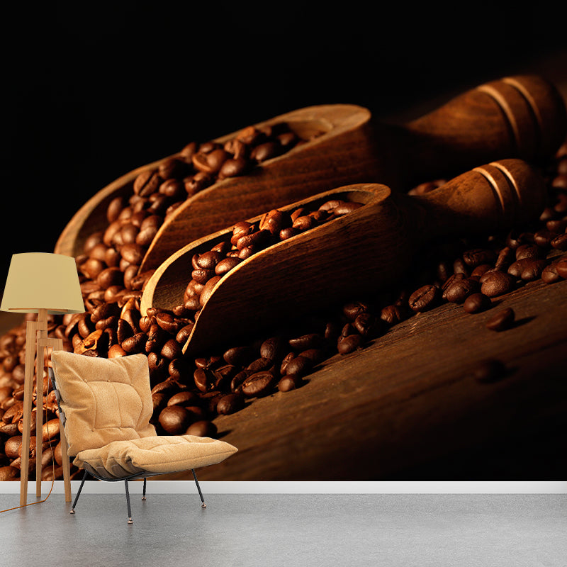 Non-Woven Decorative Wall Mural Modern Coffee Bean Wall Covering, Custom Printed Brown Clearhalo 'Wall Decor' 'Wall Mural' 2009788