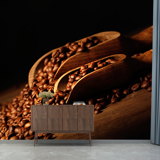 Non-Woven Decorative Wall Mural Modern Coffee Bean Wall Covering, Custom Printed