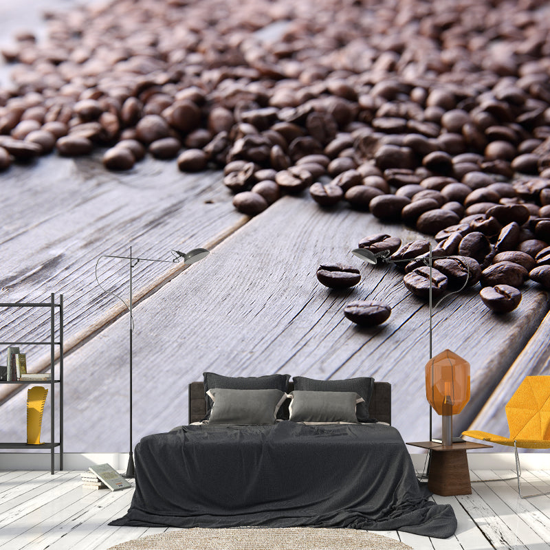 Non-Woven Decorative Wall Mural Modern Coffee Bean Wall Covering, Custom Printed Coffee Clearhalo 'Wall Decor' 'Wall Mural' 2009793