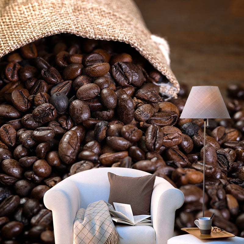 Non-Woven Decorative Wall Mural Modern Coffee Bean Wall Covering, Custom Printed Dark Coffee Clearhalo 'Wall Decor' 'Wall Mural' 2009803