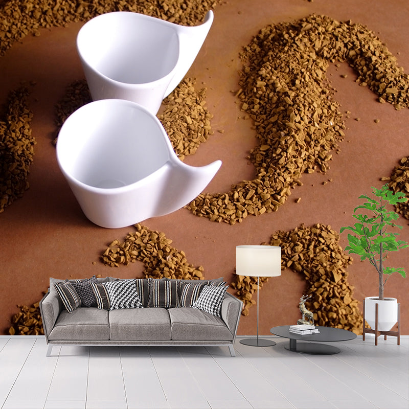 Pastel Color Coffee Bean Mural Decal for Decoration Modern Living Room Wall Decor Brown Clearhalo 'Wall Decor' 'Wall Mural' 2009833