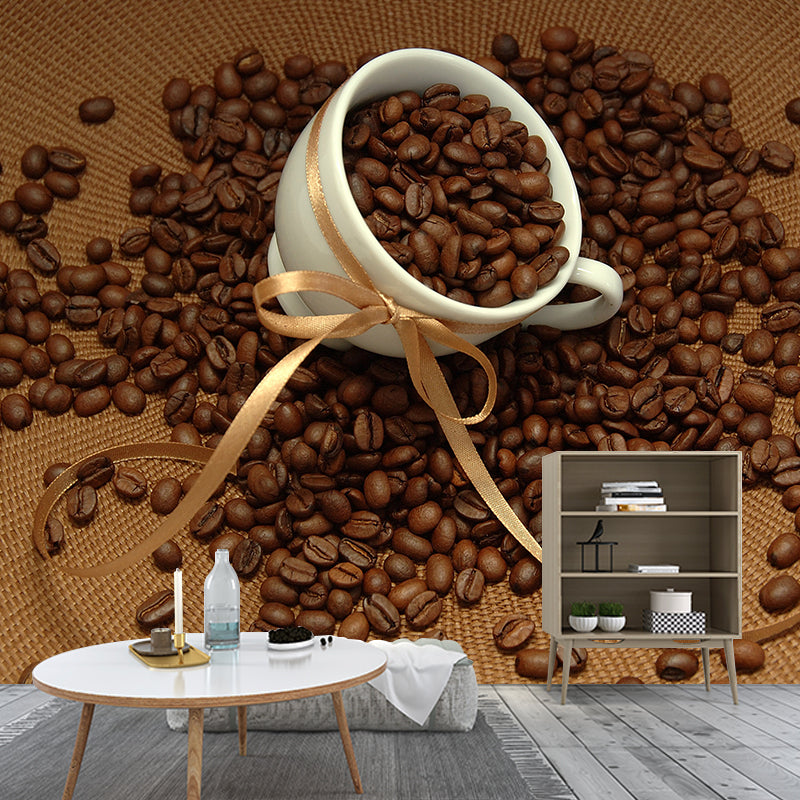 Coffee Bean Mural Decal for Dining Room Photography Wall Covering, Custom Printed Clearhalo 'Wall Decor' 'Wall Mural' 2009844