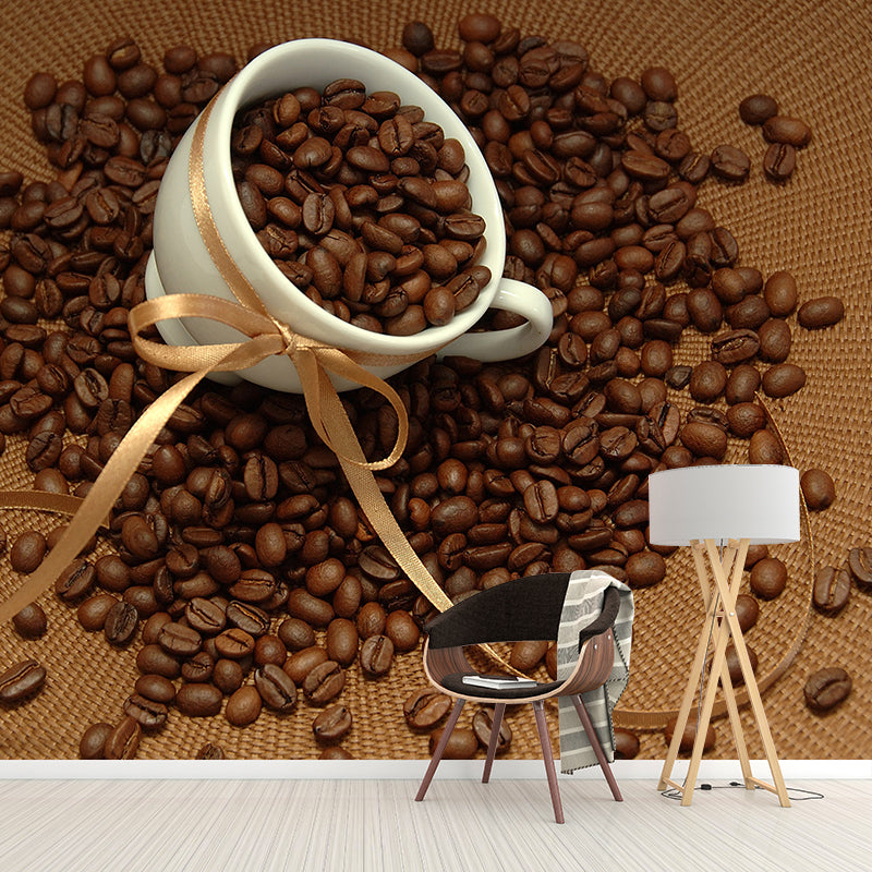Coffee Bean Mural Decal for Dining Room Photography Wall Covering, Custom Printed Clearhalo 'Wall Decor' 'Wall Mural' 2009845
