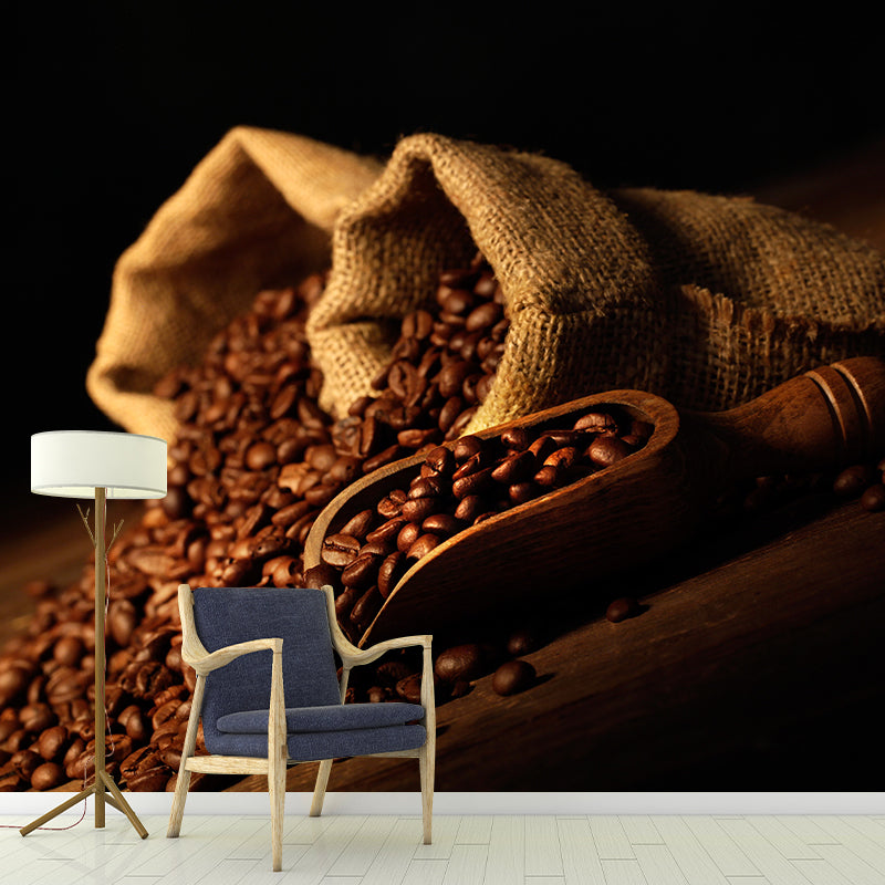 Coffee Bean Mural Decal for Dining Room Photography Wall Covering, Custom Printed Clearhalo 'Wall Decor' 'Wall Mural' 2009855