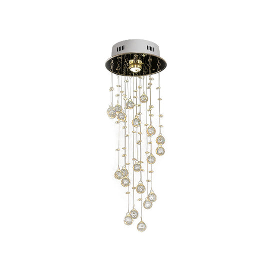 Cut Crystal Spiral Flushmount Lighting Modern 1/3/6-Head Ceiling Flush Light in Stainless Steel for Living Room Clearhalo 'Ceiling Lights' 'Close To Ceiling Lights' 'Close to ceiling' 'Flush mount' Lighting' 2009875