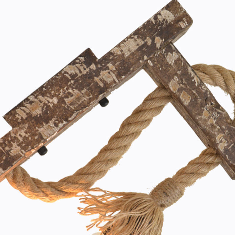 1 Light Bare Bulb Wall Light Fixture Warehouse Beige Jute Rope Wall Mounted Lamp with Wood Backplate Clearhalo 'Industrial wall lights' 'Industrial' 'Middle century wall lights' 'Rustic wall lights' 'Tiffany' 'Wall Lamps & Sconces' 'Wall Lights' Lighting' 2010449