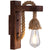 Brown L-Shaped Arm Wall Mount Lighting Rustic Wood 1 Light Dining Room Wall Light Fixture with Hemp Rope Cord Brown Shadeless Clearhalo 'Industrial wall lights' 'Industrial' 'Middle century wall lights' 'Rustic wall lights' 'Tiffany' 'Wall Lamps & Sconces' 'Wall Lights' Lighting' 2010463