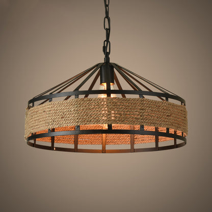 Barn Metal Hanging Ceiling Light Antiqued 1 Bulb Restaurant Jute Rope Drop Pendant in Black Black Clearhalo 'Art Deco Pendants' 'Black' 'Cast Iron' 'Ceiling Lights' 'Ceramic' 'Crystal' 'Industrial Pendants' 'Industrial' 'Metal' 'Middle Century Pendants' 'Pendant Lights' 'Pendants' 'Rustic Pendants' 'Tiffany' Lighting' 2010489