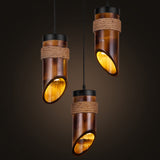 Bamboo Beveled Tube Hanging Light Fixture Factory Dining Room Rope Suspension Lamp in Brown Clearhalo 'Ceiling Lights' 'Industrial Pendants' 'Industrial' 'Middle Century Pendants' 'Pendant Lights' 'Pendants' 'Tiffany' Lighting' 2010500