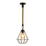 Diamond Cage Dining Room Pendant Lighting Warehouse Metal 1 Light Black Pendulum Light Clearhalo 'Art Deco Pendants' 'Black' 'Cast Iron' 'Ceiling Lights' 'Ceramic' 'Crystal' 'Industrial Pendants' 'Industrial' 'Metal' 'Middle Century Pendants' 'Pendant Lights' 'Pendants' 'Rustic Pendants' 'Tiffany' Lighting' 2010513