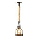 Black 1 Bulb Drop Pendant Factory Metal Bottle Cage Hanging Ceiling Light for Dining Room Black Rope Clearhalo 'Art Deco Pendants' 'Black' 'Cast Iron' 'Ceiling Lights' 'Ceramic' 'Crystal' 'Industrial Pendants' 'Industrial' 'Metal' 'Middle Century Pendants' 'Pendant Lights' 'Pendants' 'Rustic Pendants' 'Tiffany' Lighting' 2010515