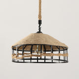 Rustic Rope Barn Hanging Ceiling Light 1 Light Metal Drop Lamp in Beige for Restaurant Clearhalo 'Art Deco Pendants' 'Cast Iron' 'Ceiling Lights' 'Ceramic' 'Crystal' 'Industrial Pendants' 'Industrial' 'Metal' 'Middle Century Pendants' 'Pendant Lights' 'Pendants' 'Tiffany' Lighting' 2010526