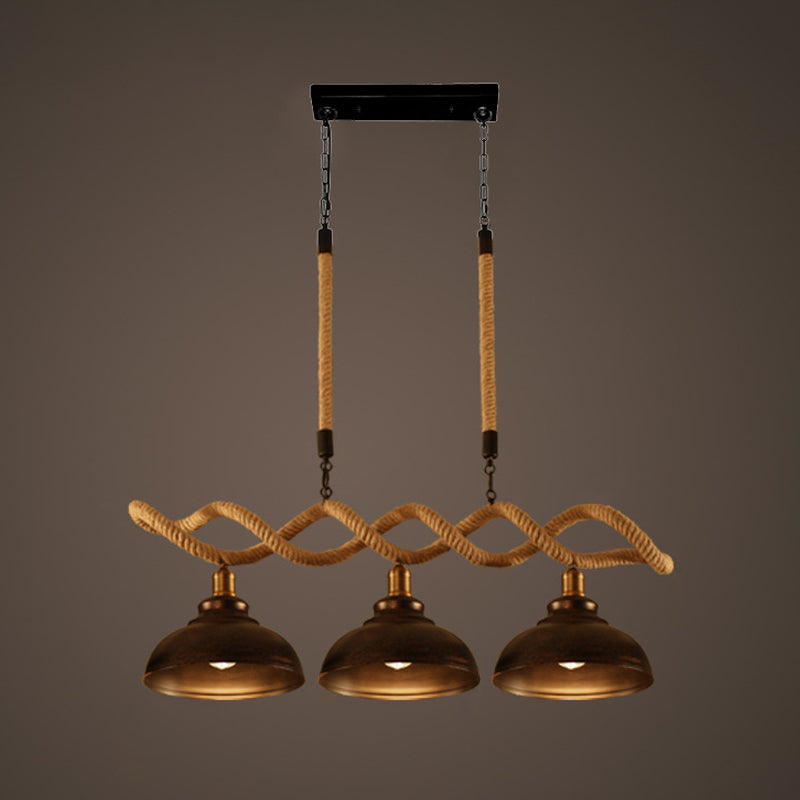 Beige Geometry Hanging Island Light Farmhouse Metal 3 Heads Dining Room Rope Pendant Lamp Beige B Clearhalo 'Cast Iron' 'Ceiling Lights' 'Chandeliers' 'Industrial Chandeliers' 'Industrial' 'Metal' 'Middle Century Chandeliers' 'Rustic Chandeliers' 'Tiffany' Lighting' 2010567