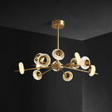8/12/18-Head Circlet Chandelier Light Post-Modern Brass Carved Crystal Hanging Pendant for Living Room Clearhalo 'Ceiling Lights' 'Chandeliers' 'Modern Chandeliers' 'Modern' Lighting' 2010654