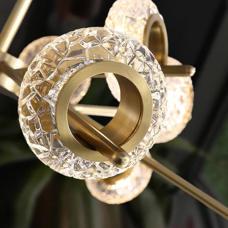 8/12/18-Head Circlet Chandelier Light Post-Modern Brass Carved Crystal Hanging Pendant for Living Room Clearhalo 'Ceiling Lights' 'Chandeliers' 'Modern Chandeliers' 'Modern' Lighting' 2010660