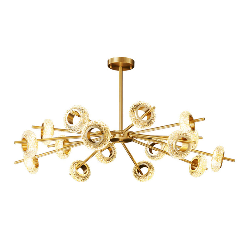 Handmade Crystal Ring Chandelier Postmodern 8/12/16 Lights Living Room Ceiling Pendant in Brass Clearhalo 'Ceiling Lights' 'Chandeliers' 'Modern Chandeliers' 'Modern' Lighting' 2010663