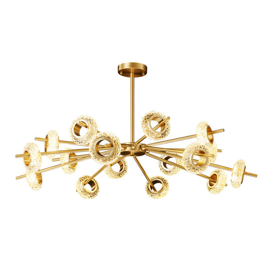 Handmade Crystal Ring Chandelier Postmodern 8/12/16 Lights Living Room Ceiling Pendant in Brass Clearhalo 'Ceiling Lights' 'Chandeliers' 'Modern Chandeliers' 'Modern' Lighting' 2010663