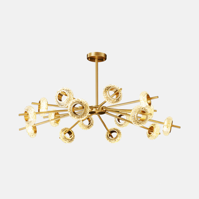 Handmade Crystal Ring Chandelier Postmodern 8/12/16 Lights Living Room Ceiling Pendant in Brass Clearhalo 'Ceiling Lights' 'Chandeliers' 'Modern Chandeliers' 'Modern' Lighting' 2010664