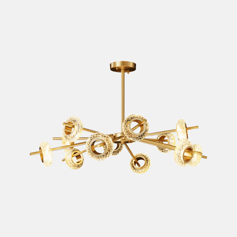 Handmade Crystal Ring Chandelier Postmodern 8/12/16 Lights Living Room Ceiling Pendant in Brass Clearhalo 'Ceiling Lights' 'Chandeliers' 'Modern Chandeliers' 'Modern' Lighting' 2010666