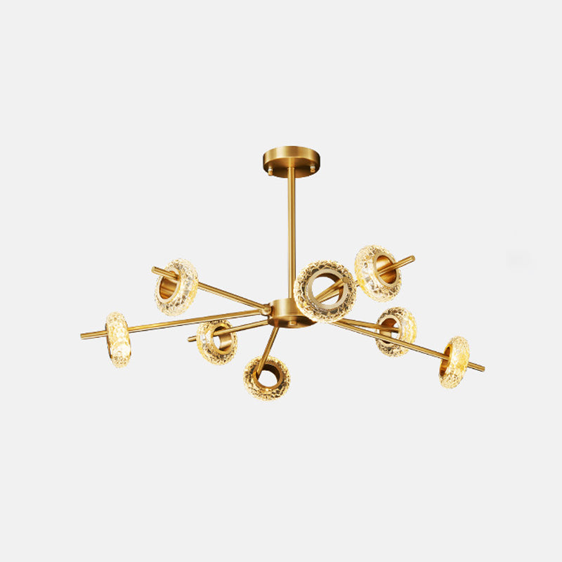 Handmade Crystal Ring Chandelier Postmodern 8/12/16 Lights Living Room Ceiling Pendant in Brass Clearhalo 'Ceiling Lights' 'Chandeliers' 'Modern Chandeliers' 'Modern' Lighting' 2010668