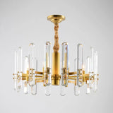 8-Bulb Crystal Rod Pendant Lamp Postmodern Brass Sputnik Living Room Hanging Chandelier Brass Clearhalo 'Ceiling Lights' 'Chandeliers' 'Modern Chandeliers' 'Modern' Lighting' 2010699