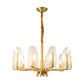 6/8/10-Head Leaf Chandelier Lamp Postmodern Brass Textured Glass Pendant Light Fixture Clearhalo 'Ceiling Lights' 'Chandeliers' 'Modern Chandeliers' 'Modern' Lighting' 2010724
